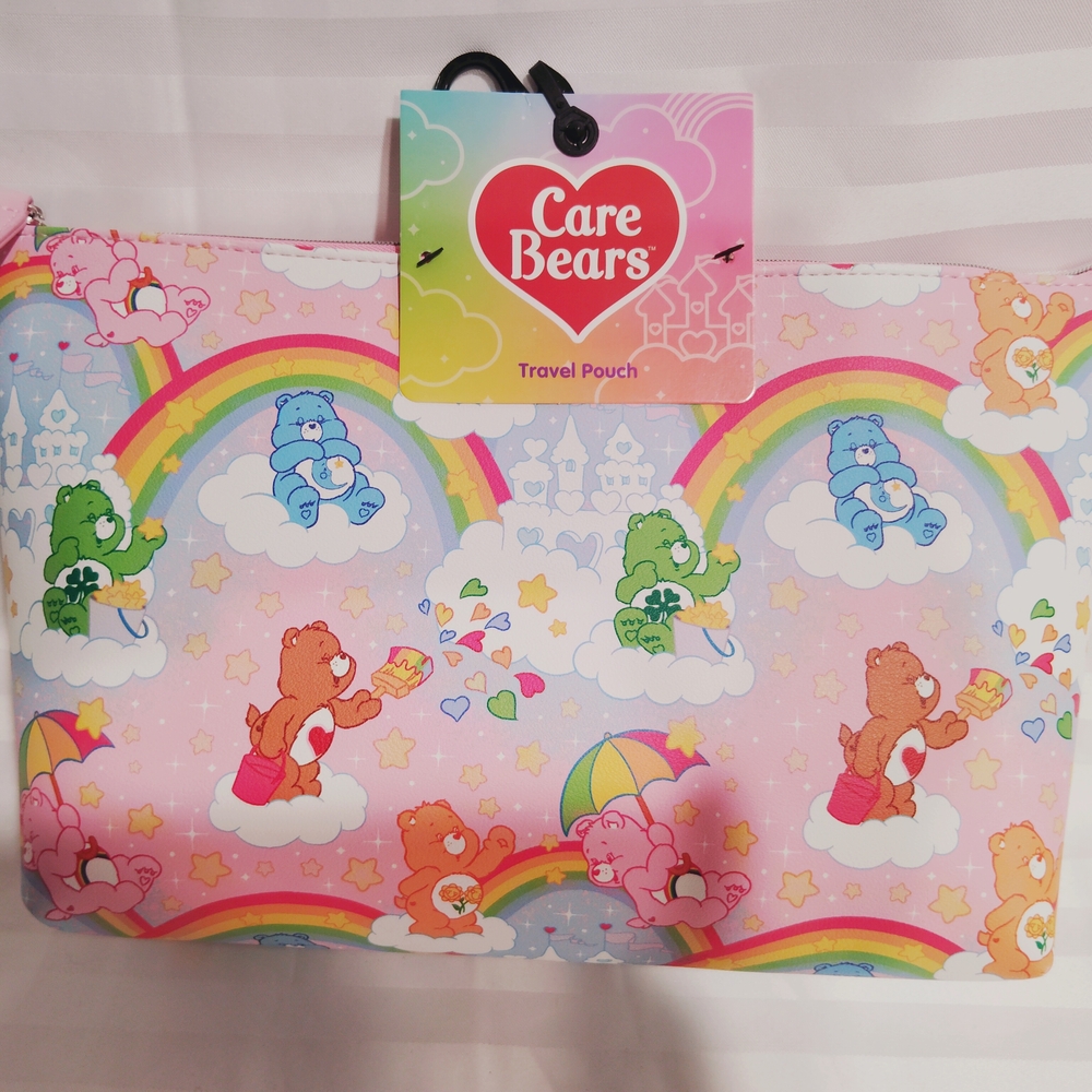 Care Bears Pink Cosmetic Bag with Rainbow and Bear Design